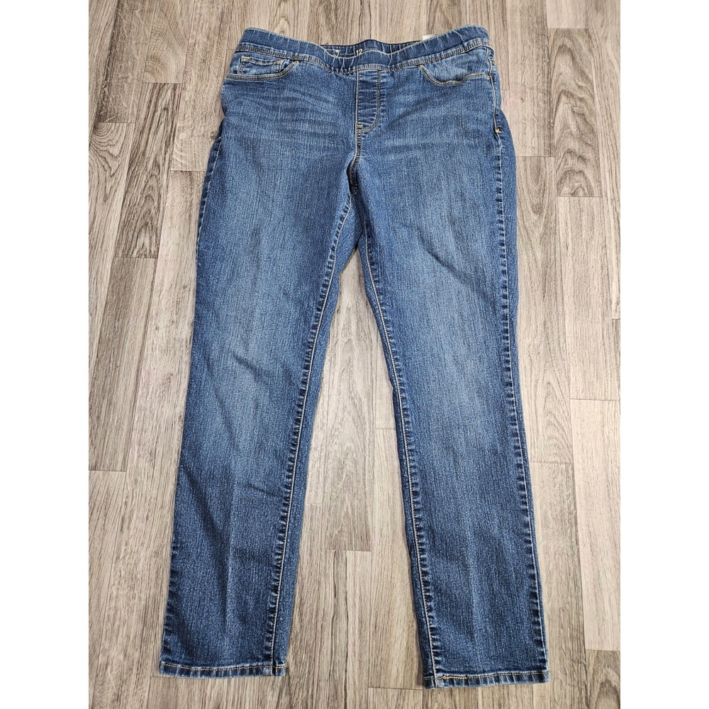 Levi Strauss & Co Pull On Jeans Women 12S Blue Medium Wash Straight Leg Denim